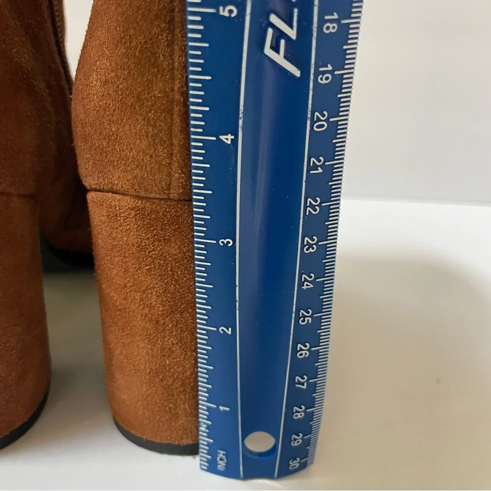 Dolce Vita Brown Cushioned Fiola Square Toe Block Heel Leather Booties Size 7.5